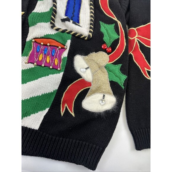 IB Diffusion Christmas Sweater Cardigan Star Button Embroidered Womens Medium - Picture 9 of 13